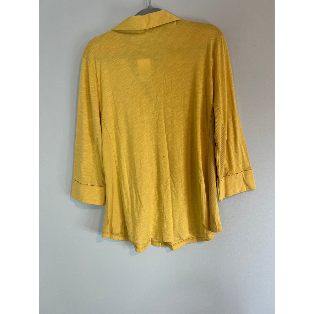 Cato Womens Yellow 3/4 Sleeve Button Down Cardigan Sweater Large NWT